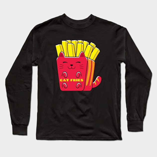 Cat Fries Long Sleeve T-Shirt by MONMON-75